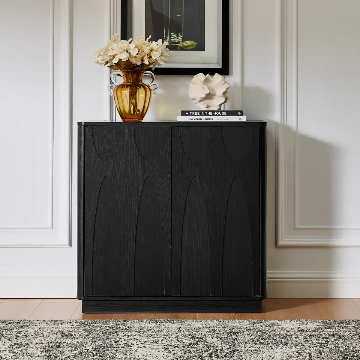 Floor-standing cabinet, sideboard, freestanding self-service locker, with an