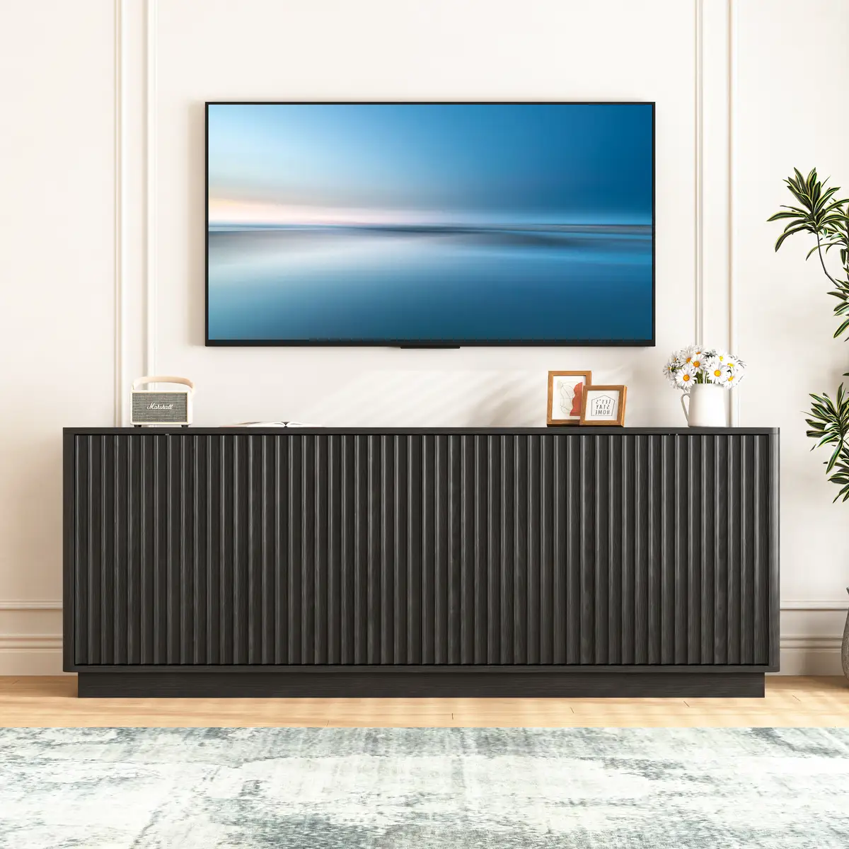 Buffet Cabinet with Storage, 62.99" Sideboard Cabinet with 4 Doors & Shelves