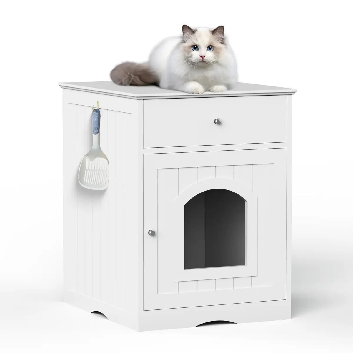 Wooden Pet House Cat Litter Box Enclosure with Drawer