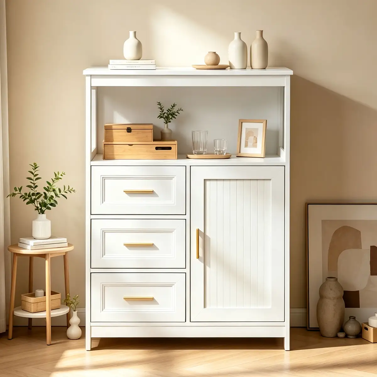 Kitchen Storage Cabinet, modern Buffet Cabinet , Storage with 3 Drawers and 1