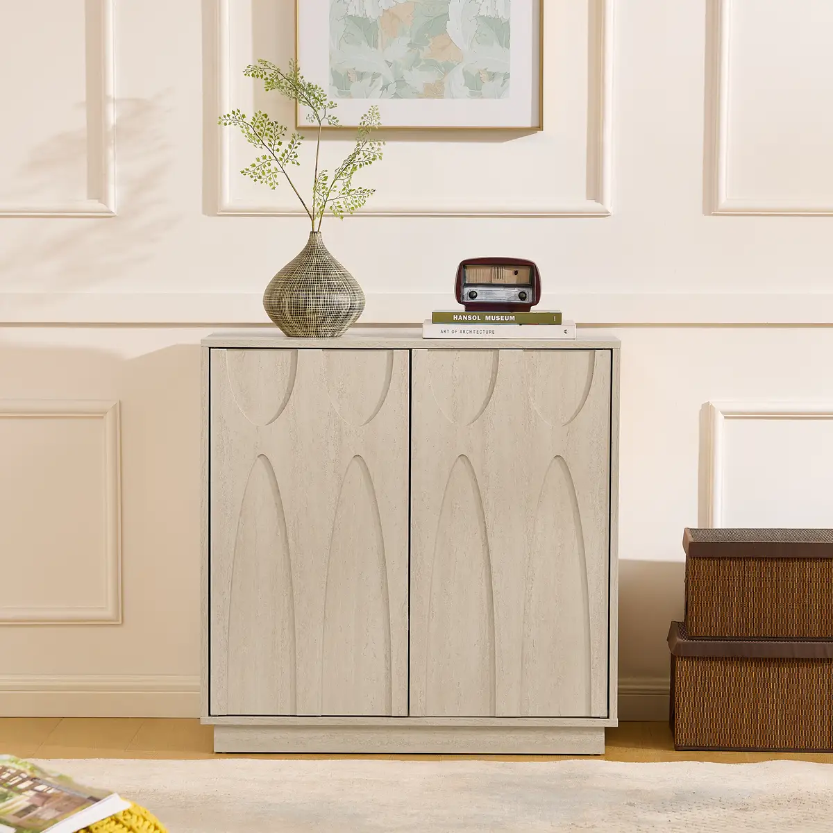 Floor-standing cabinet, sideboard, freestanding self-service locker, with an