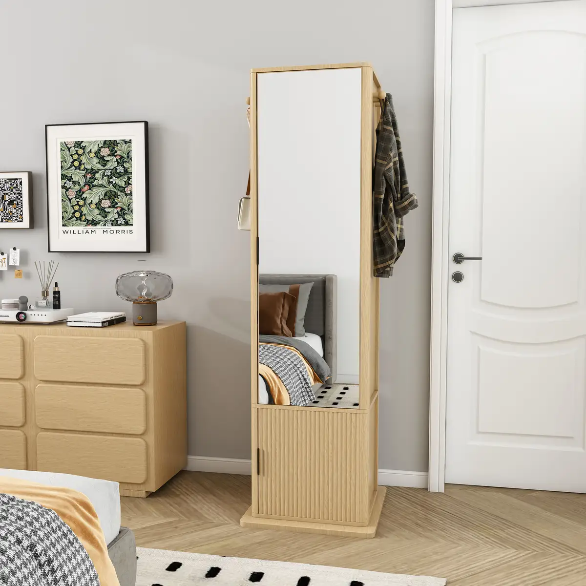 360° rotating makeup cabinet, jewelry cabinet with a full-length mirror