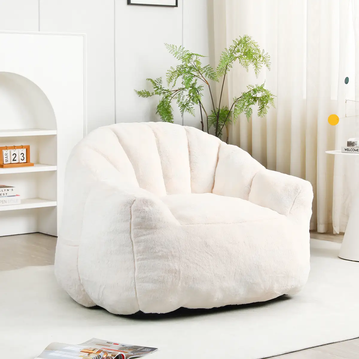 Bean Bag Chair, Bean Bag Sofa Chair with Armrests Stuffed High-Density Foam