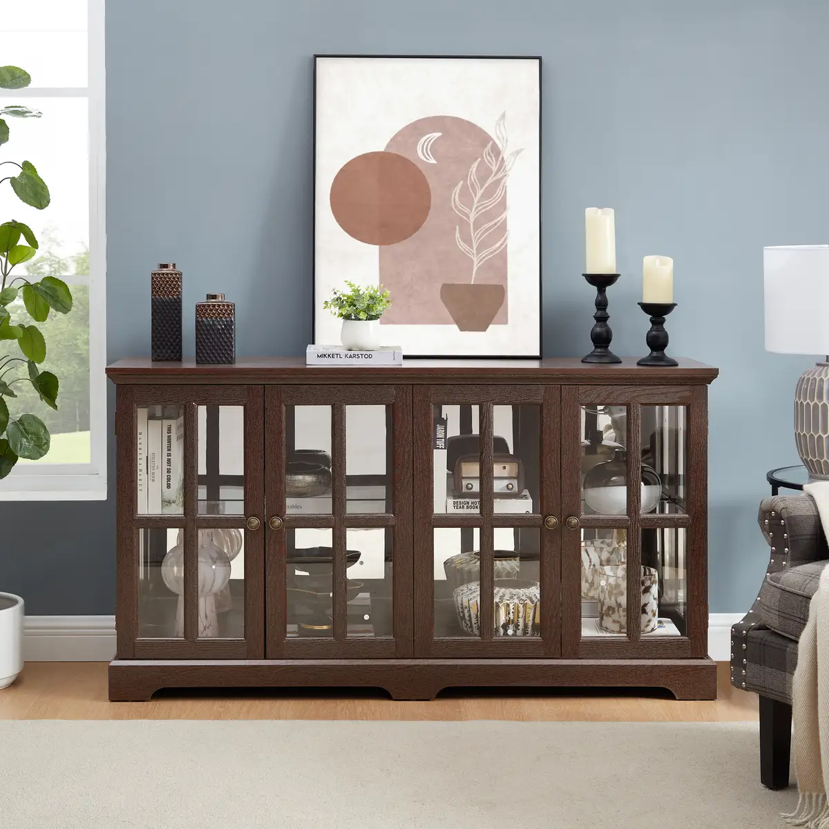 LED Curio Display Cabinet Antique Display Cabinet with