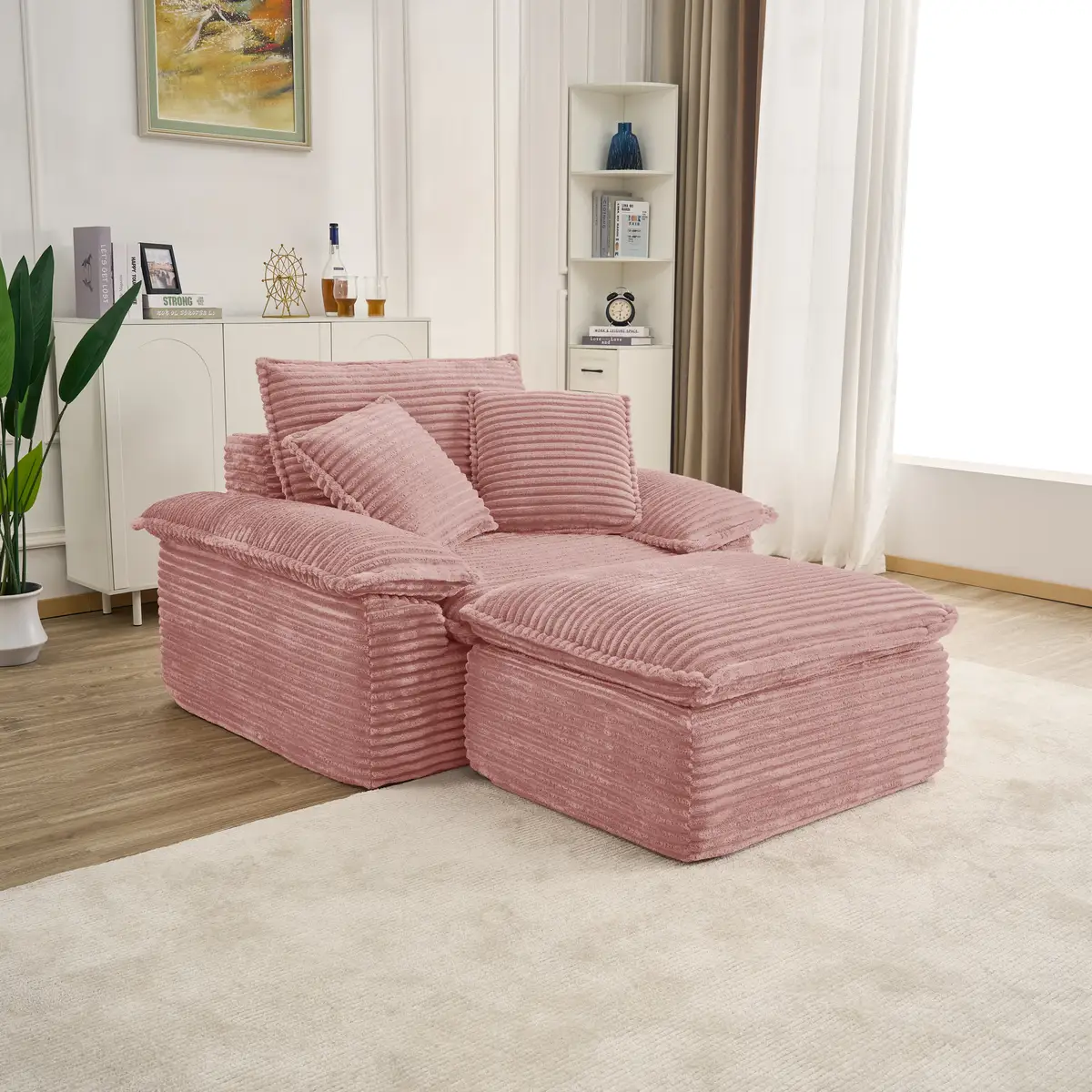 47" Oversized Sofa Chair and a Half with Deep Seat & Movable 2-Layer Ottoman